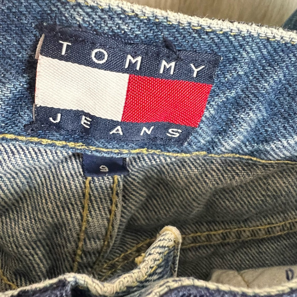 Tommy Hilfiger Juniors Straight Leg Jeans Blue Logo On Waist High Rise Juniors 9 - Picture 9 of 10